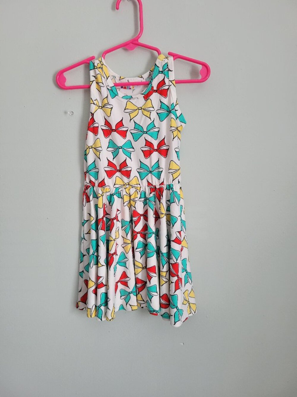 Dot Dot Smile Dress Girl's 2T Toddler White w/ Colored Bows Twirl Tank NWT